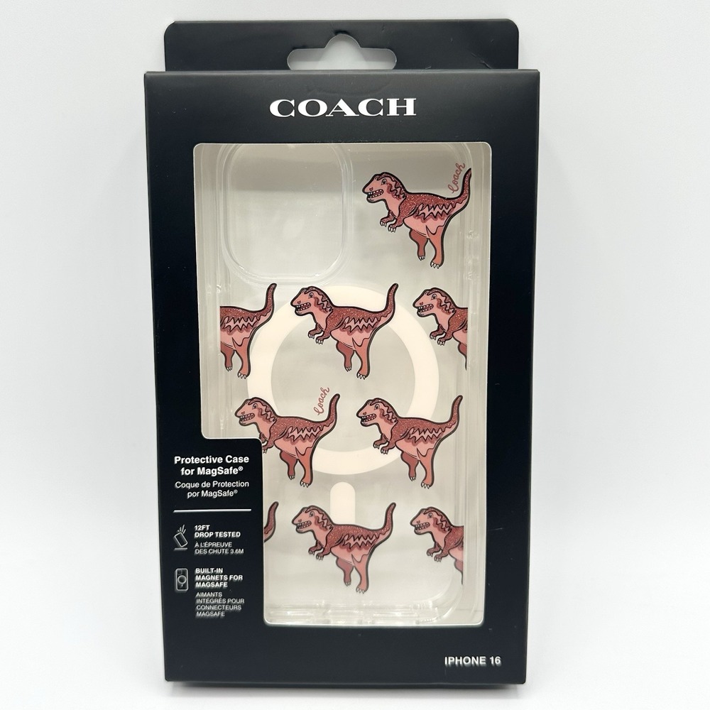 Coach Rexy Glitter Dinosaur iPhone 16 MagSafe Phone Case NEW T-Rex Dino